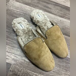 Birdies | The Phoebe Caramel Suede Leather Faux Fur Lined Mules size 8.5